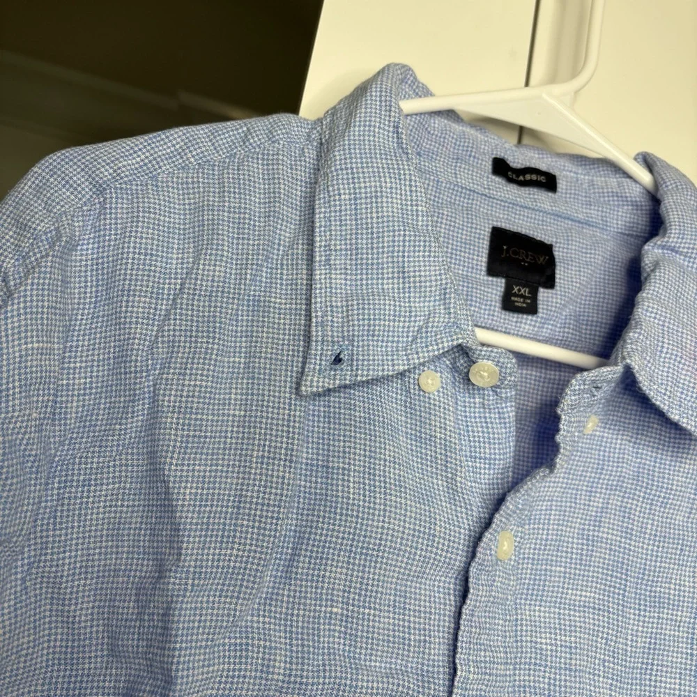 J. Crew Classic Linen-blend Shirt Light Sky White Blue